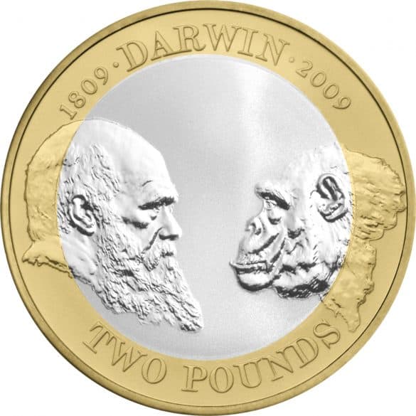 charles darwin £2 coin