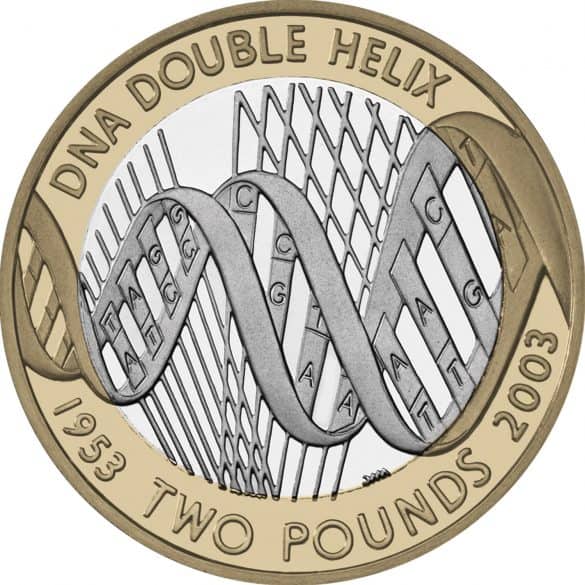 dna double helix £2 coin