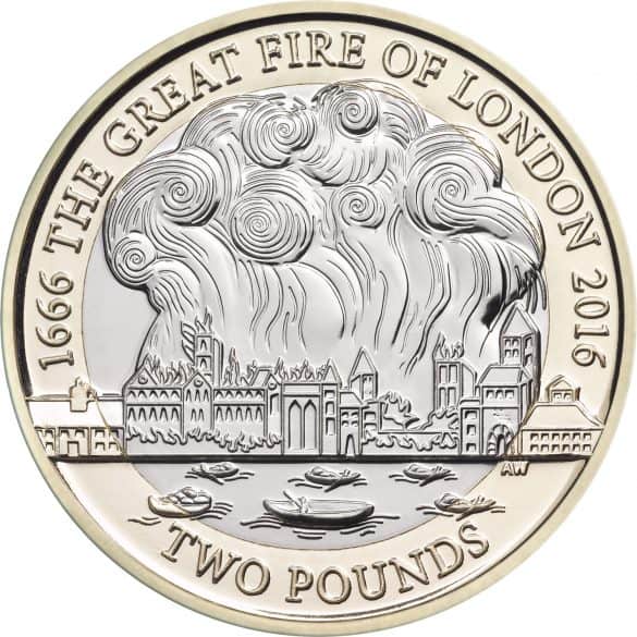 great fire of london £2 coin